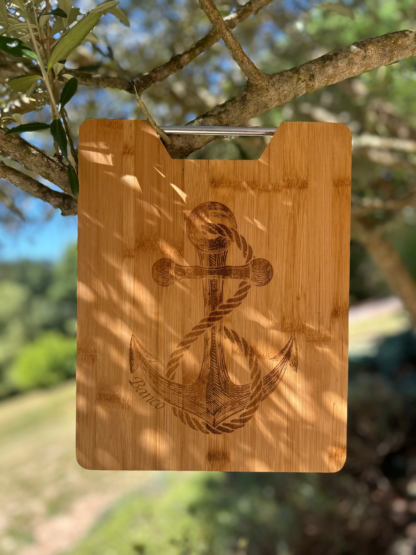 Planche à découper bois massif gravée motif Ancre Marine – BANCO-STORE