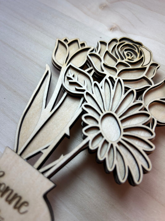 Bouquet de fleurs en bois