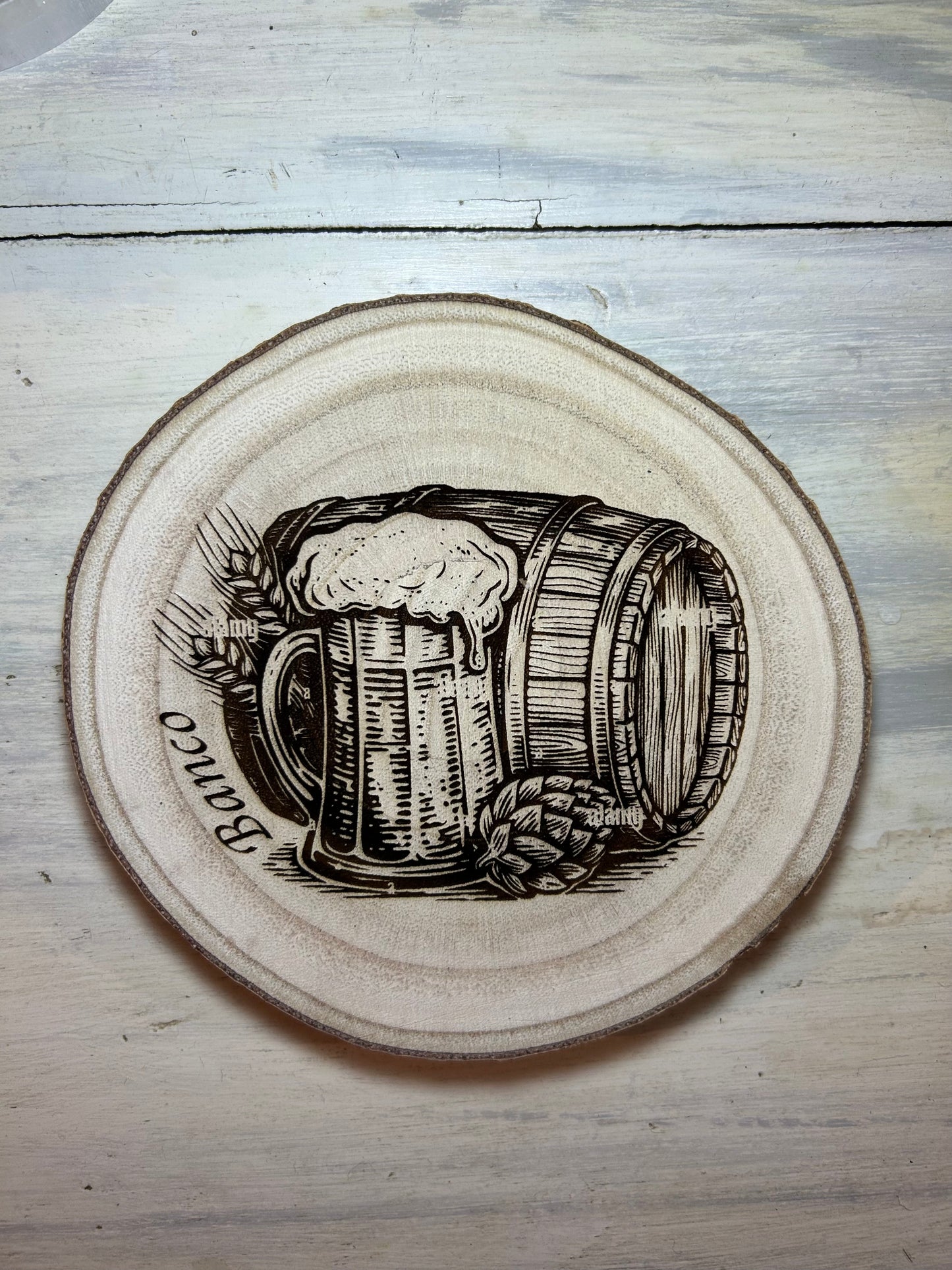 Bûche bois gravée collection Alcool motif Bière – BANCO-STORE