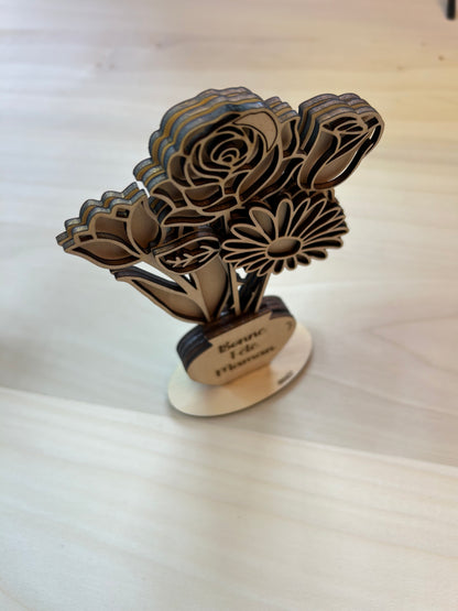 Bouquet de fleurs en bois