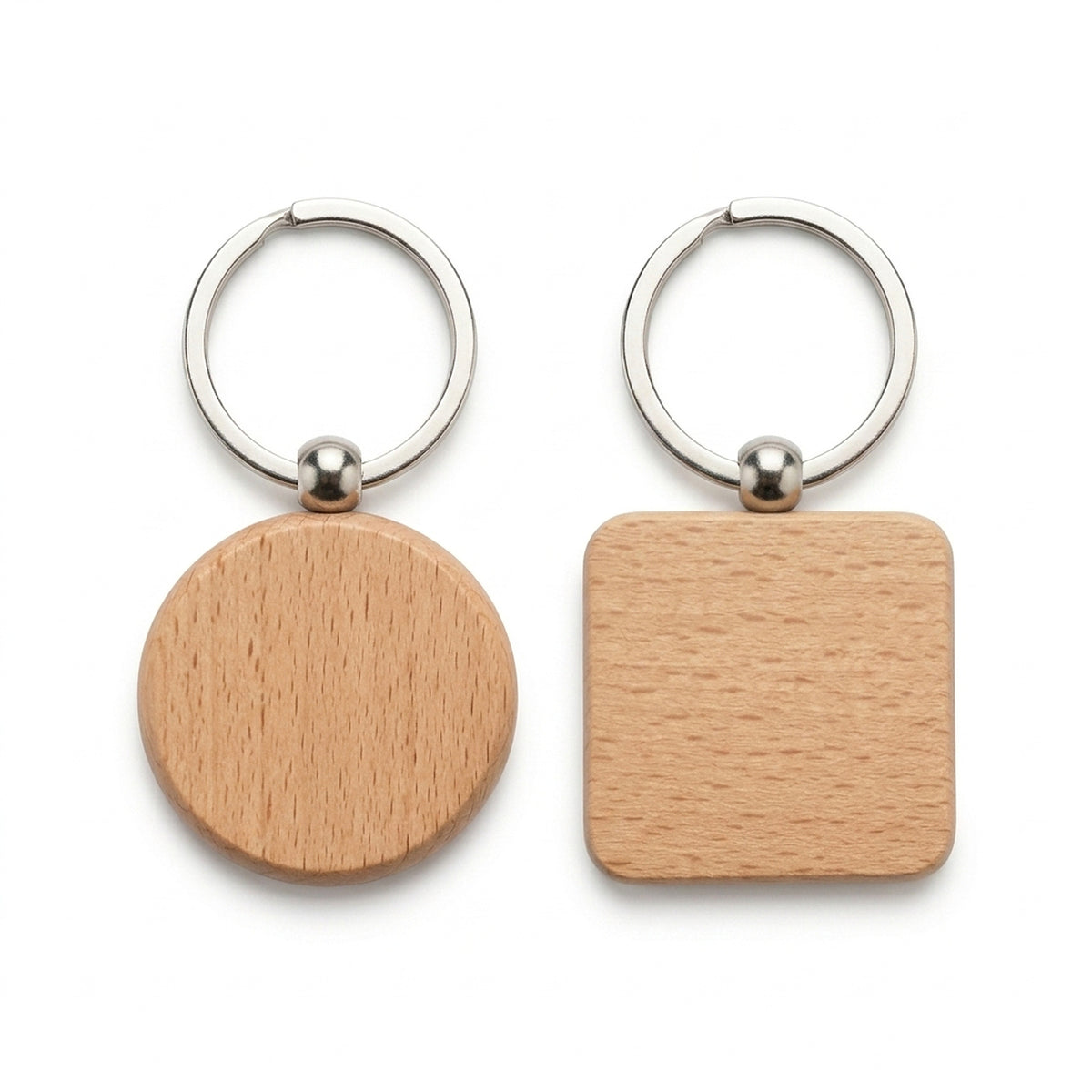 Porte-clés en bois personnalisables BANCO, formes ronde et carrée