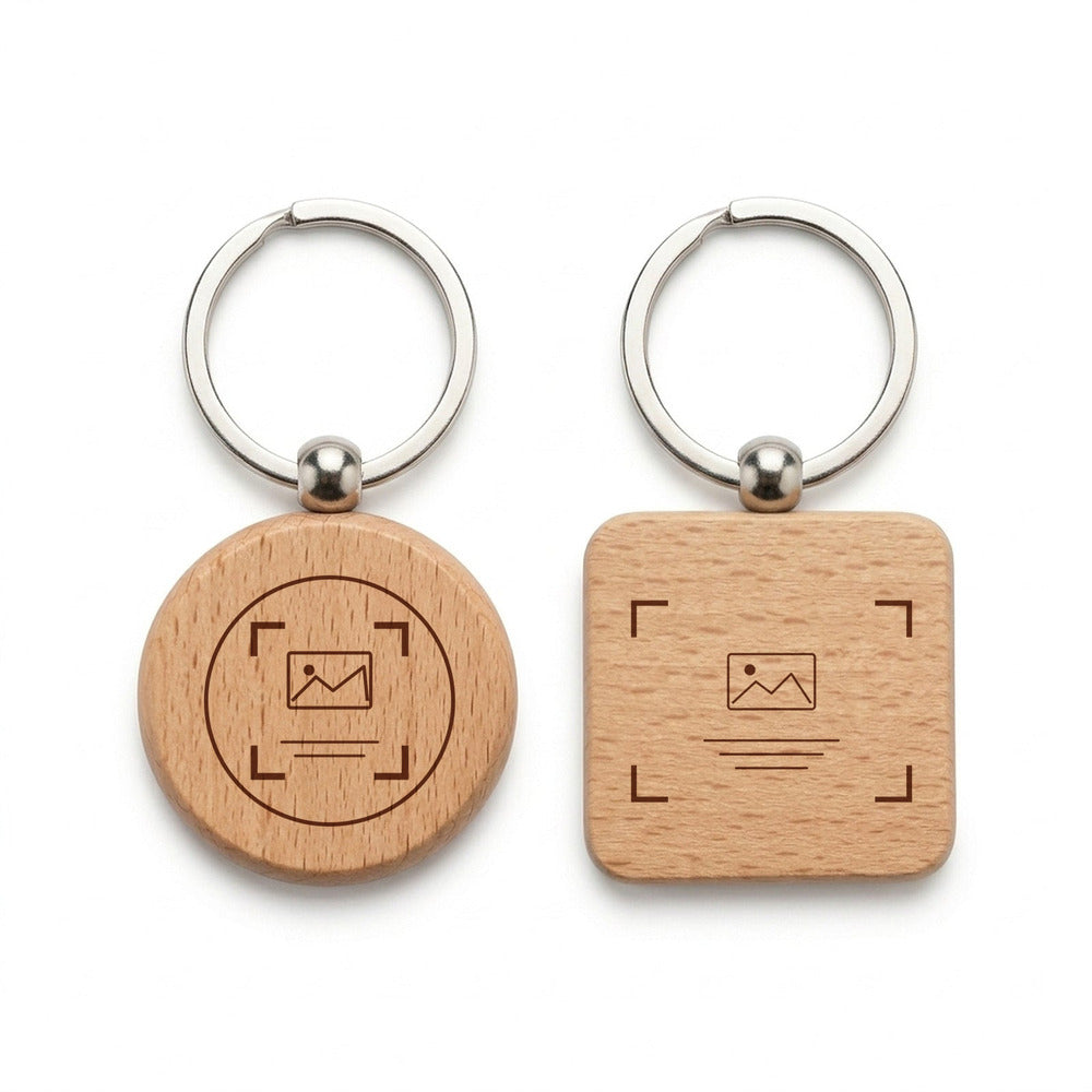 Portes Clés Rond/Carré Personnalisable, gravée d'un exemple de personnalisation